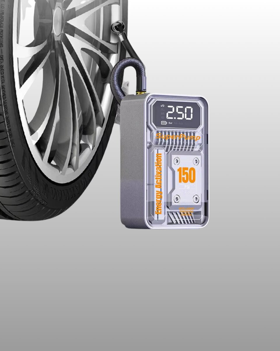 150 PSI Kablosuz Dijital Ekranlı Taşınabilir Araç Lastik Pompası - Görsel 5