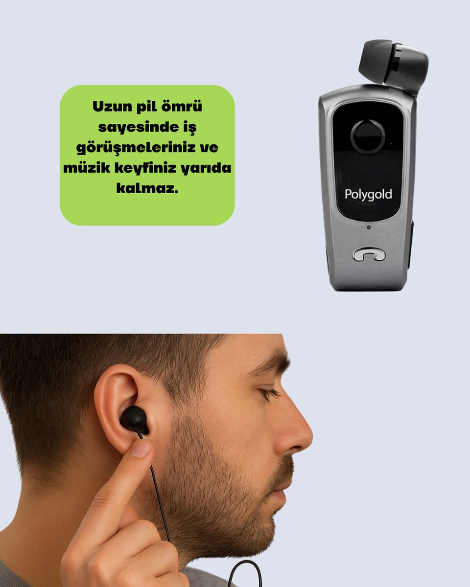 10 Saat Konuşma Süreli Klipsli Bluetooth Kulaklık - Görsel 4