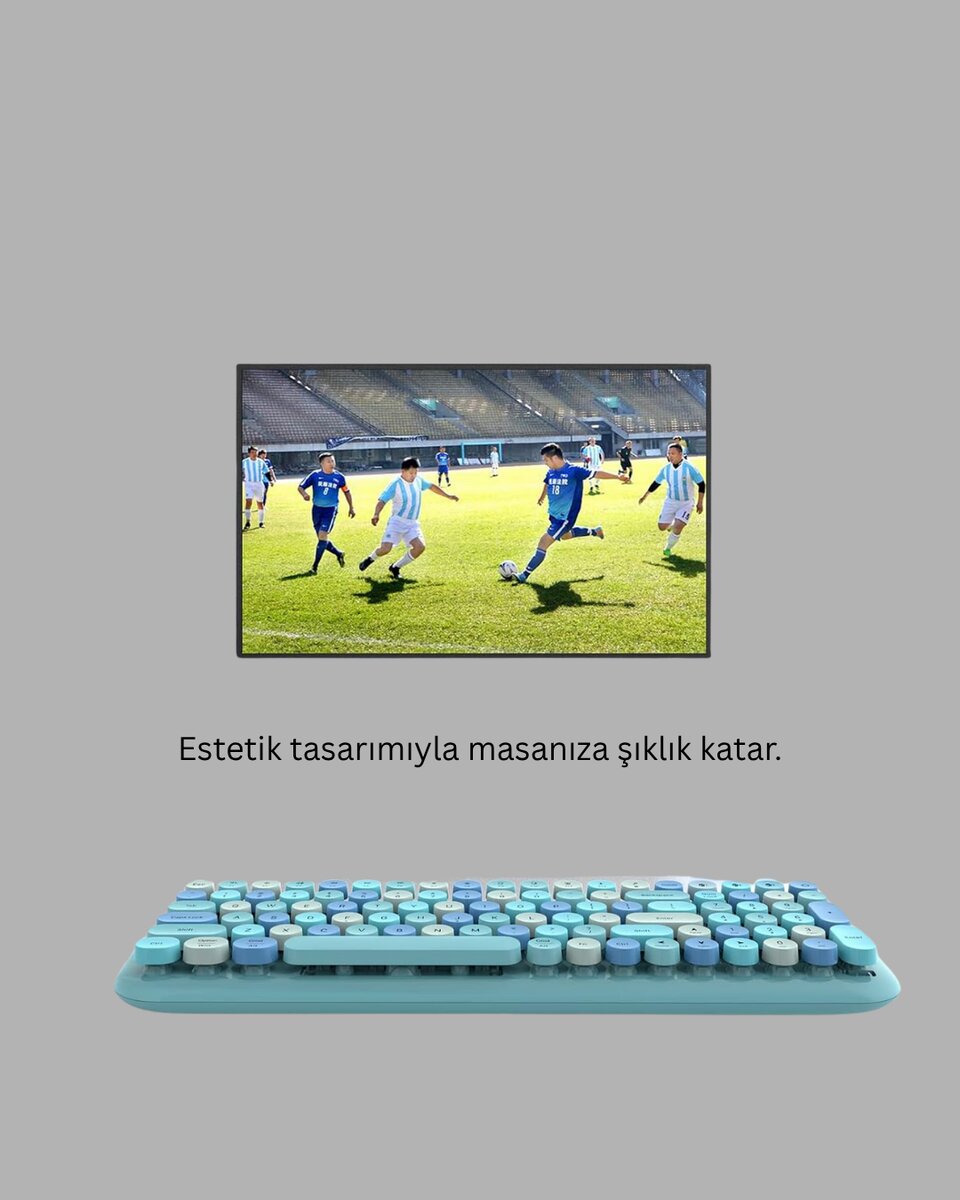Retro Tarz Kablosuz Klavye Mouse Seti – 104 Tuşlu Ergonomik Tasarım - Görsel 4