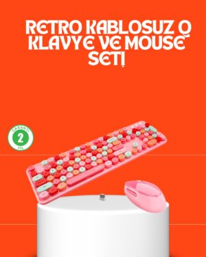 Retro Tarz Bluetooth 5.1 Klavye – Win/OSX/Android/iOS Uyumlu