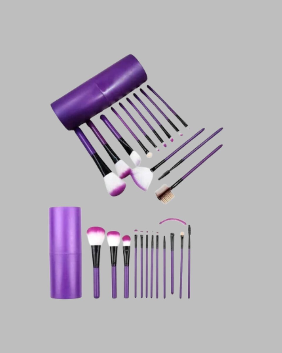 Fondöten Allık ve Far Uygulamalarına Uygun 12 Parça Makyaj Fırça Takımı Ergonomik Saplı - Görsel 5