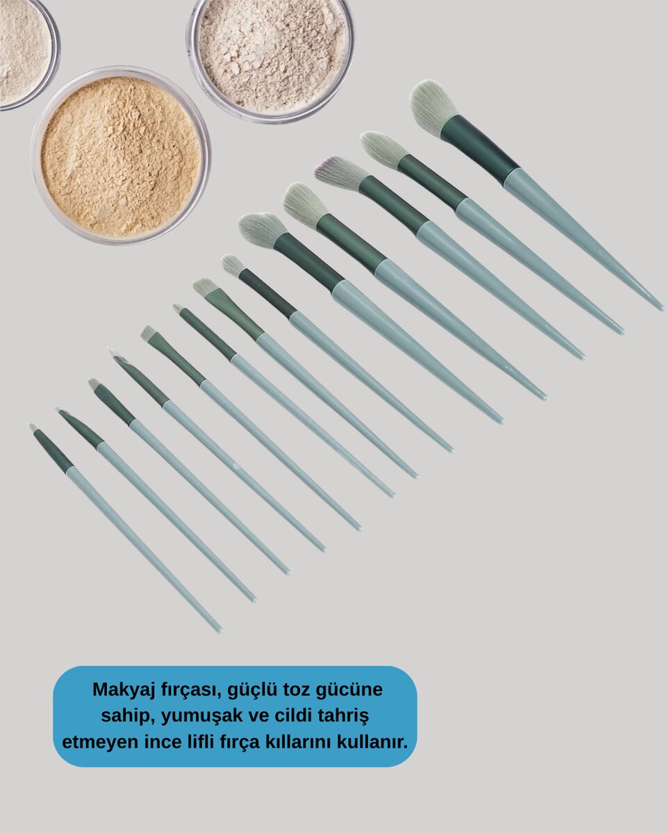 Profesyonel Kullanıma Uygun 13 Parça Makyaj Fırçası Takımı Fiber Kıllı - Görsel 4