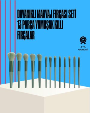 Taşınabilir Ergonomik Yapılı 13 Adet Fiber Kıllı Yüz ve Göz Makyaj Fırçası Seti