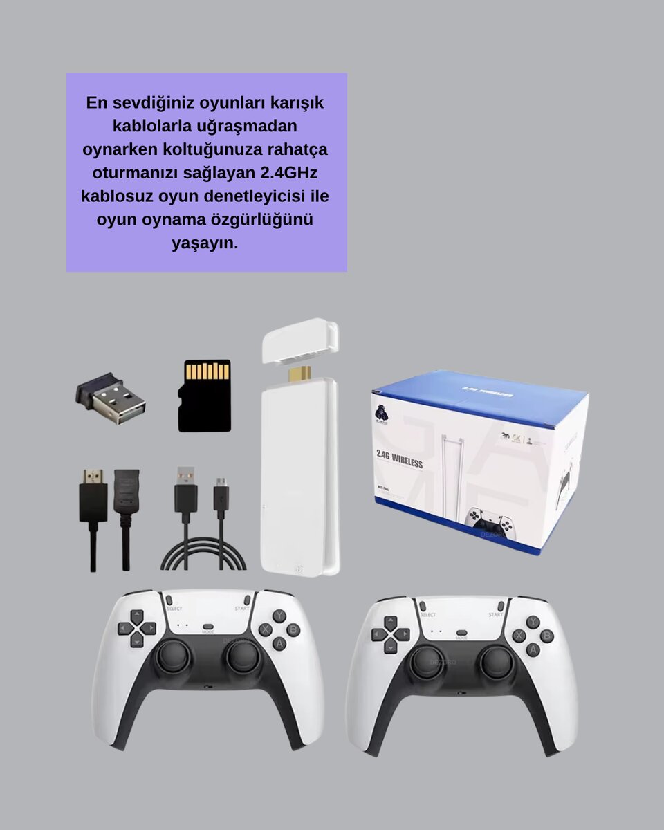2 Kablosuz Kollu HDMI Uyumlu M15 Oyun Konsolu - Görsel 4