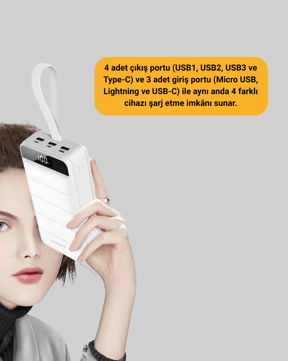 22.5W PD Destekli Taşınabilir Şarj Cihazı Çoklu Çıkışlı Model Powerbank - Görsel 4