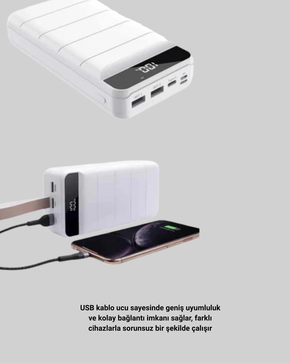 Çoklu Cihaz Uyumlu LED Ekranlı 50000 mAh Powerbank - Görsel 2
