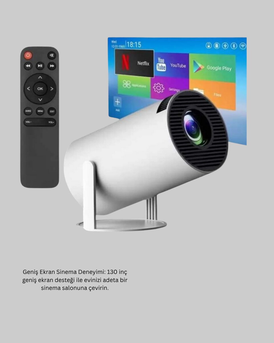 4K Destekli Full HD Projeksiyon Cihazı – 130 inç Geniş Ekran WiFi ve HDMI Bağlantılı - Görsel 5