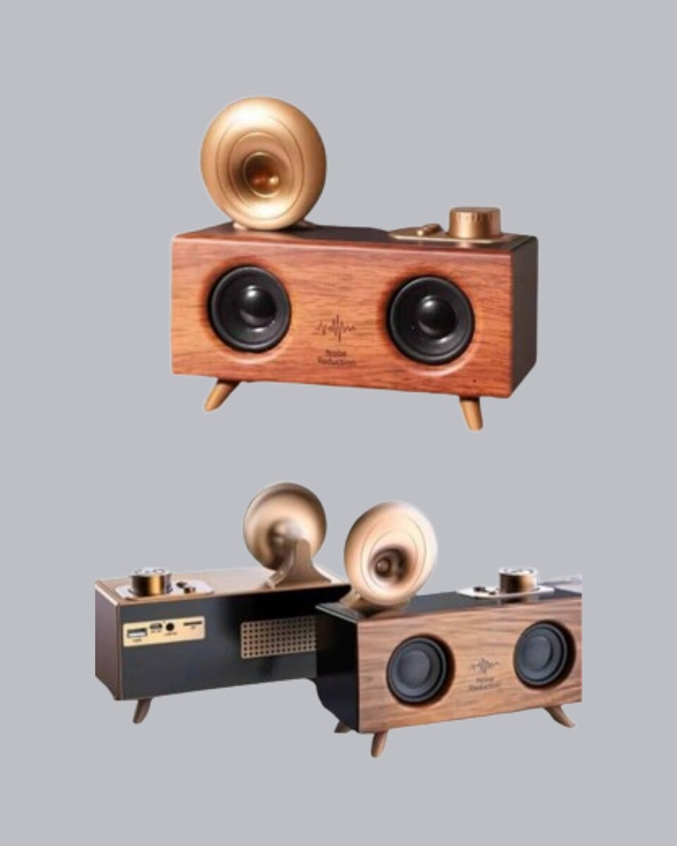 Retro Gramofon Tasarımlı Bluetooth Hoparlör – 3D Stereo Ses 1800 mAh Batarya - Görsel 2