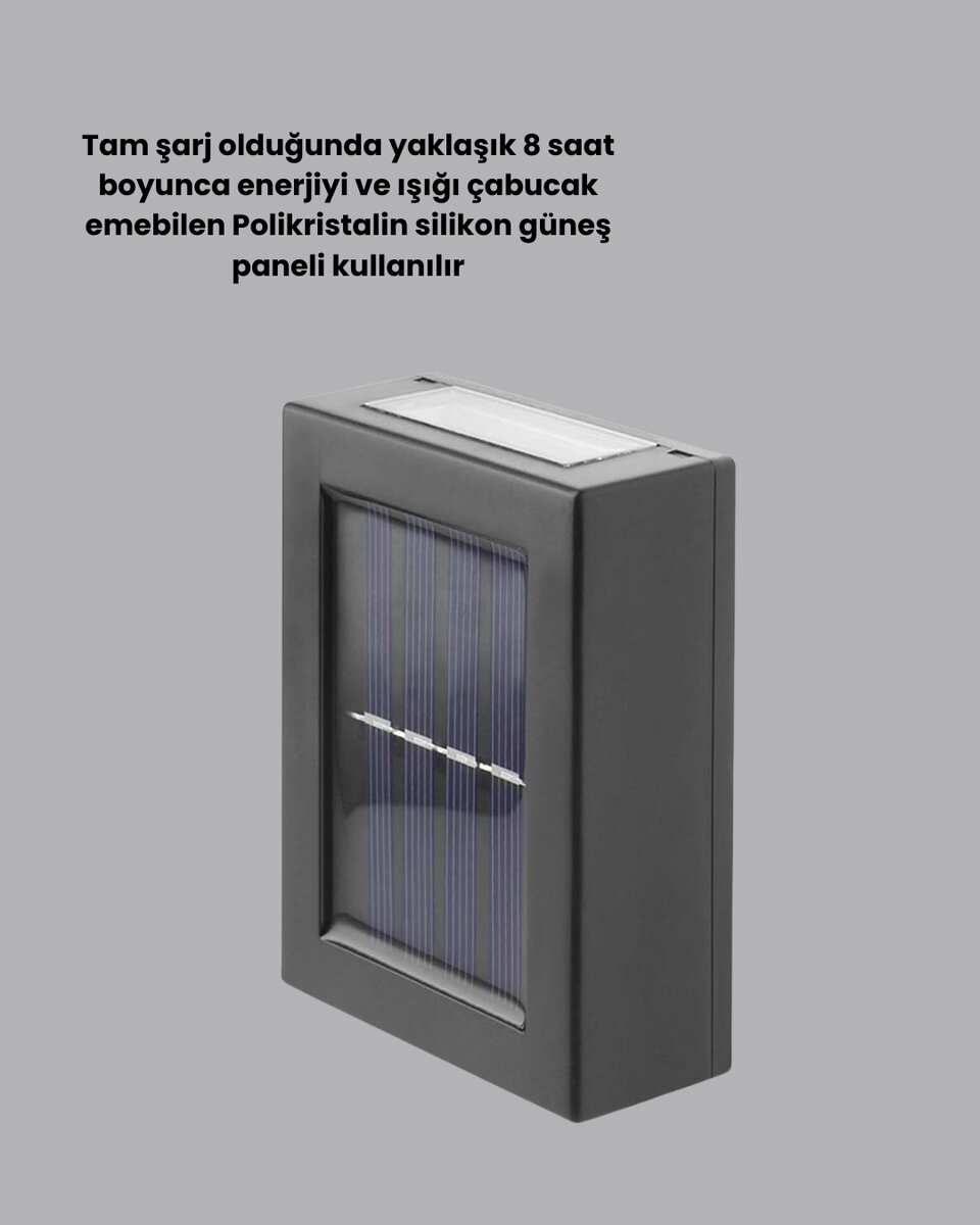 Güneş Enerjili Su Geçirmez LED Duvar Lambası - Görsel 3