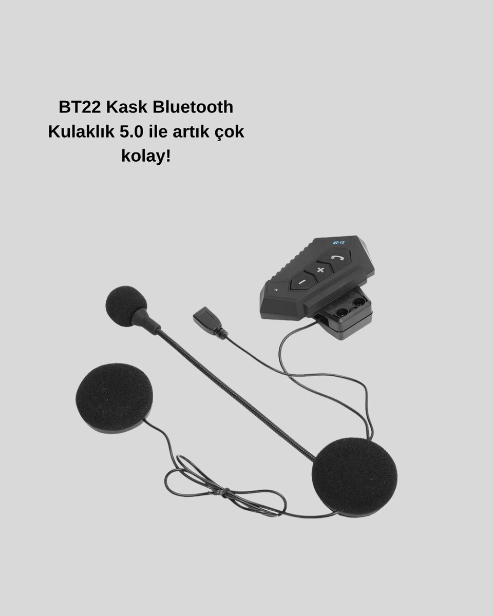 Motosiklet Kaskı İçin Bluetooth Kulaklık – Kablosuz Mikrofonlu Gürültü Azaltmalı BT22 - Görsel 5