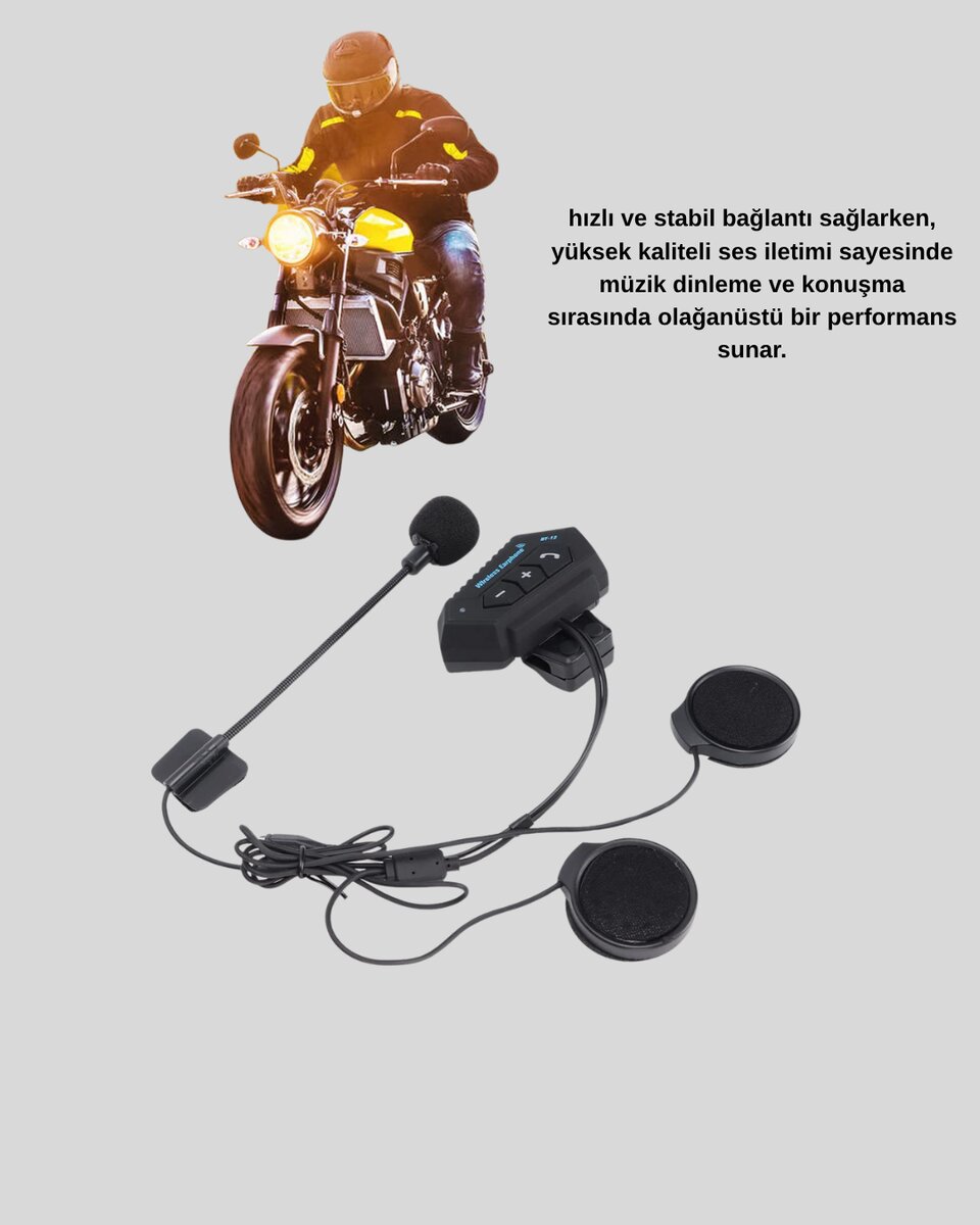BT22 Kask Bluetooth Kulaklık 5.0 – Suya Dayanıklı Gürültü Önleyici Uzun Pil Ömürlü - Görsel 4