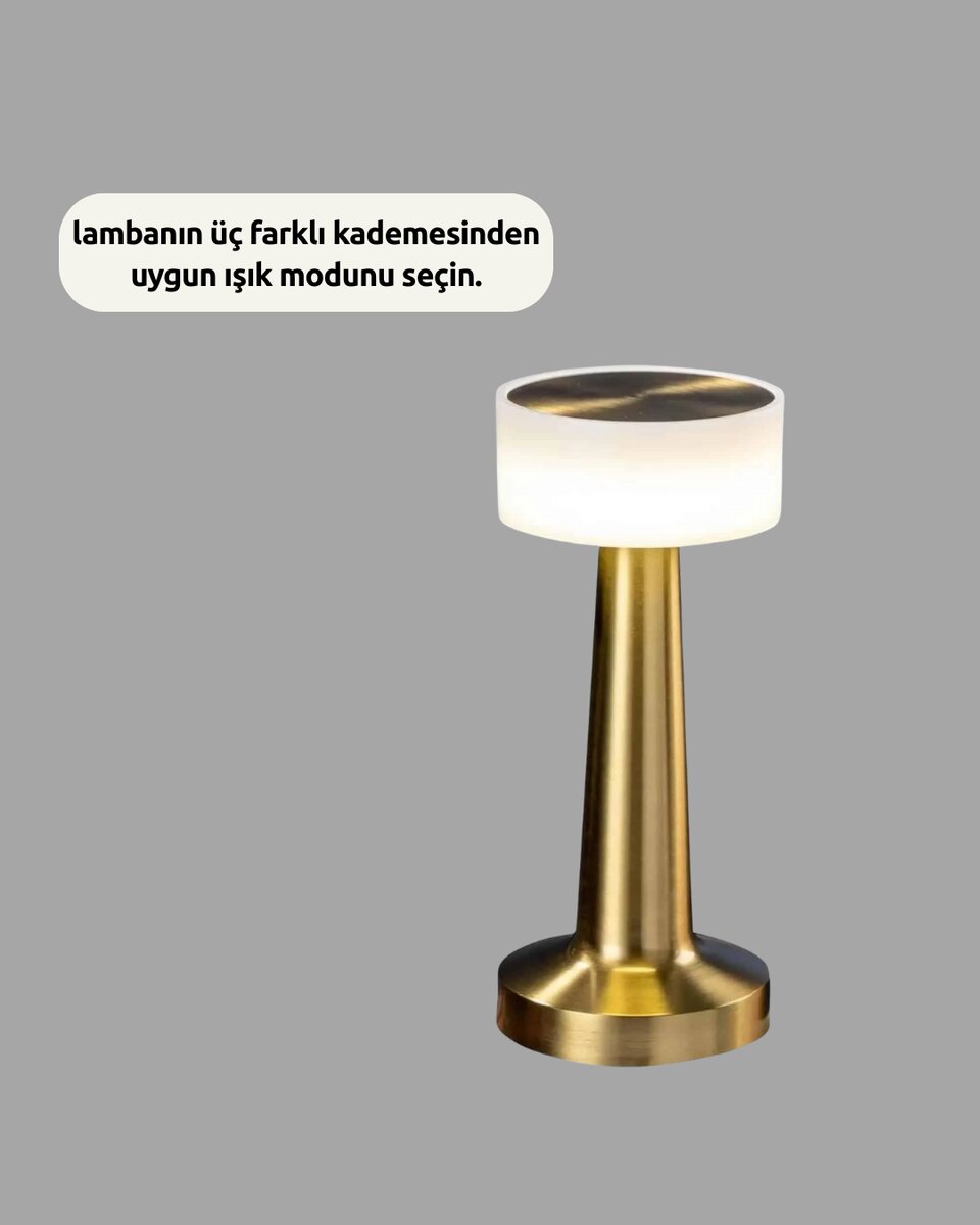 Touch Gece Lambası – Dokunmatik Kontrol Kablosuz Kullanım Metal Gövde - Görsel 4