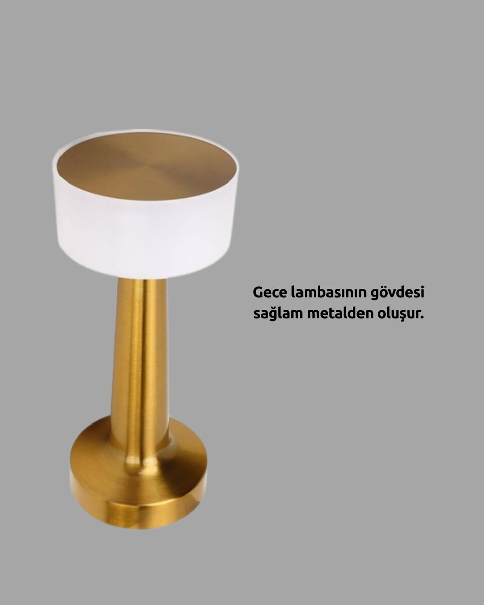 Kablosuz Dokunmatik Masa Lambası – Şık Modern Metal Gövde USB Şarjlı - Görsel 2