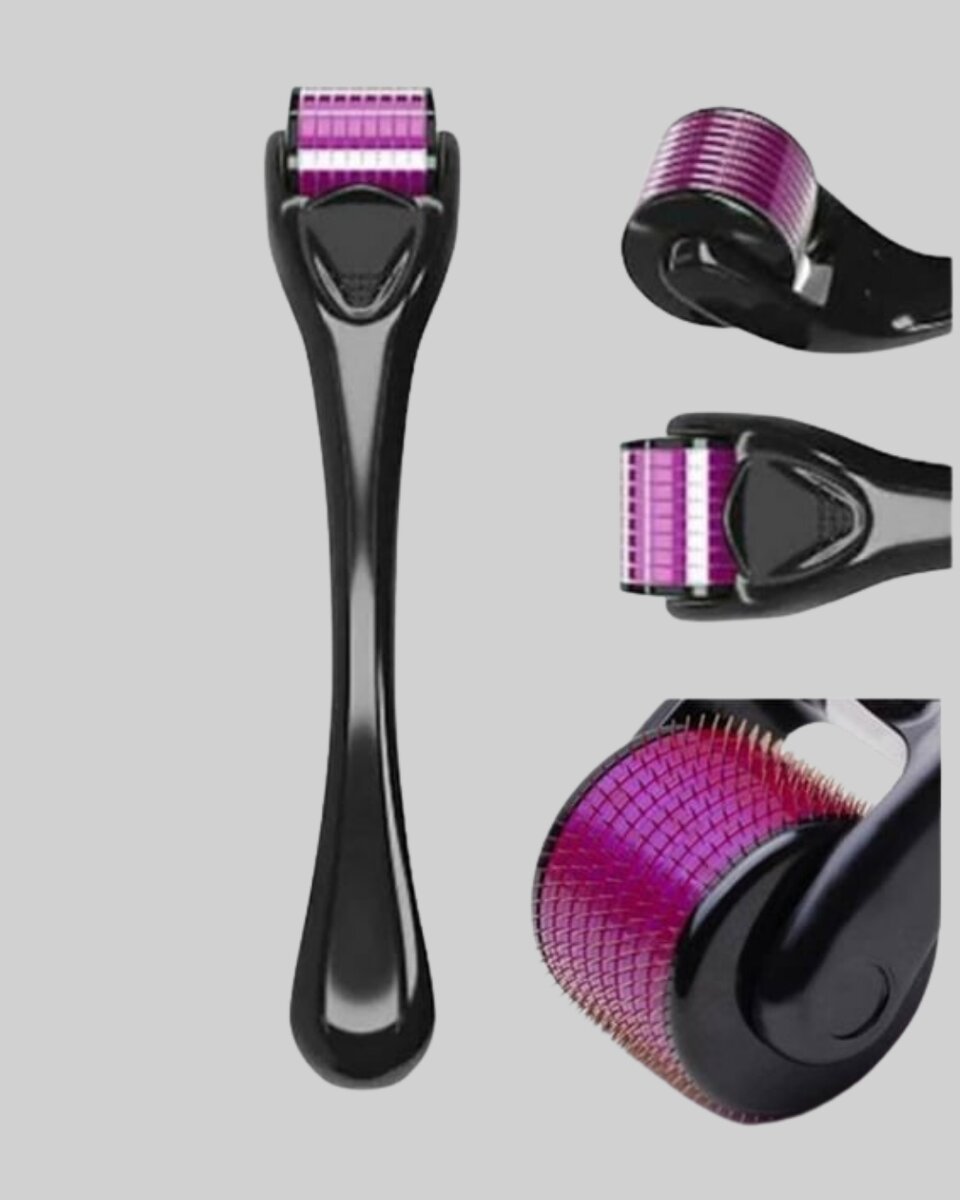 Evde Güvenli Kullanım İçin Titanyum Derma Roller – Siyah Saplı - Görsel 2