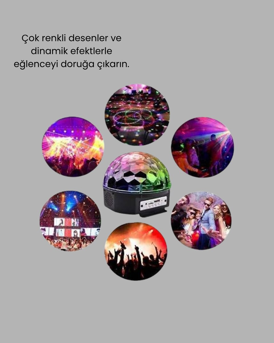 Bluetooth Kontrollü Masaüstü Disko Topu Işığı – Renkli LED Işık Gösterisi ve Uzaktan Kumanda - Görsel 5