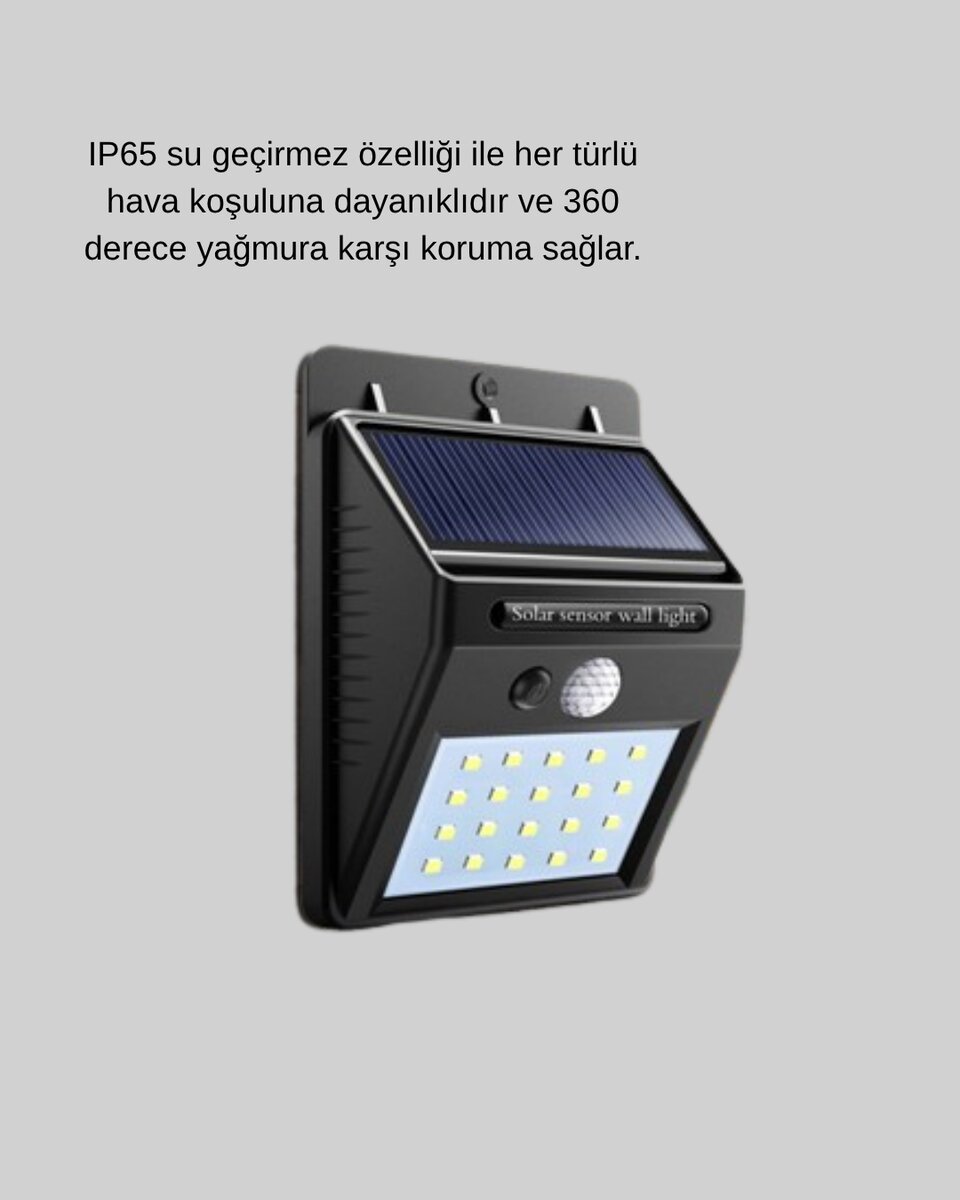 Solar Güçlü LED Dış Mekan Lambası – Güneş Enerjisiyle Şarj Olan Sensörlü Bahçe Işığı - Görsel 3