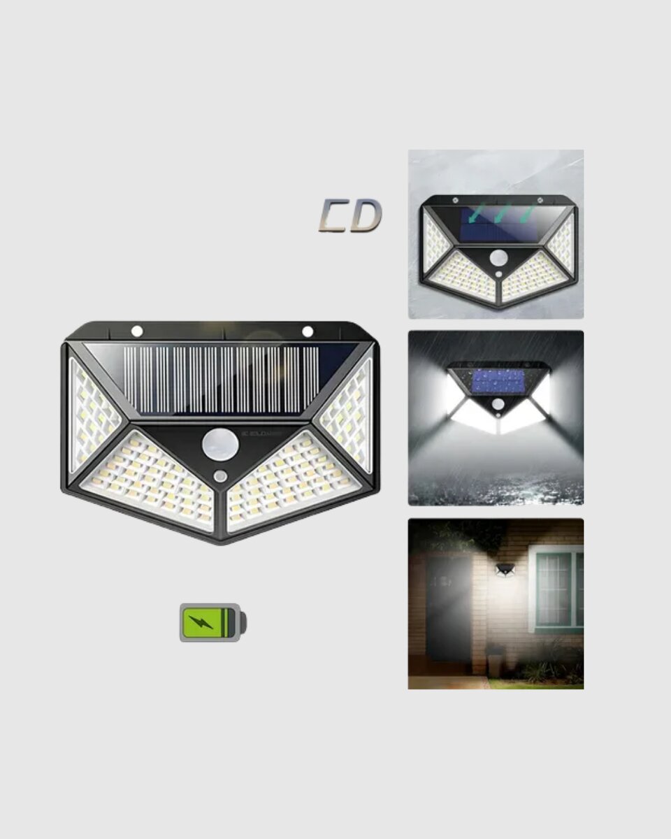 100 LED Güneş Enerjili Bahçe Lambası – PIR Sensörlü IP65 Su Geçirmez Dış Mekan Aydınlatma - Görsel 5