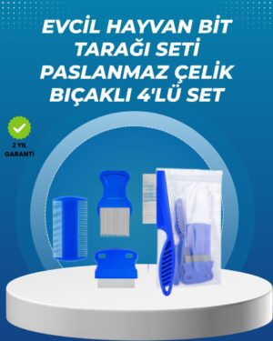 Kedi Köpek ve Küçük Hayvanlar İçin 4 Parça Ergonomik Tarak Takımı