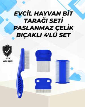 Uzun ve Kısa Tüylü Hayvanlara Özel Bit Tarağı ve Tüy Temizleme Seti
