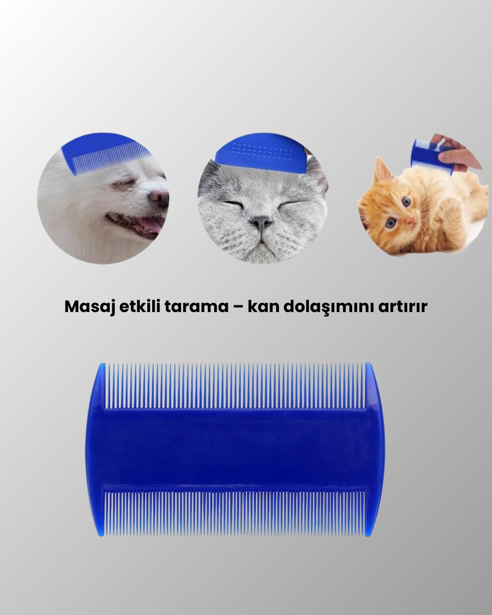 4 Parçalı Evcil Hayvan Tarak Seti – Paslanmaz Çelik Dişli Ergonomik Saplı - Görsel 5