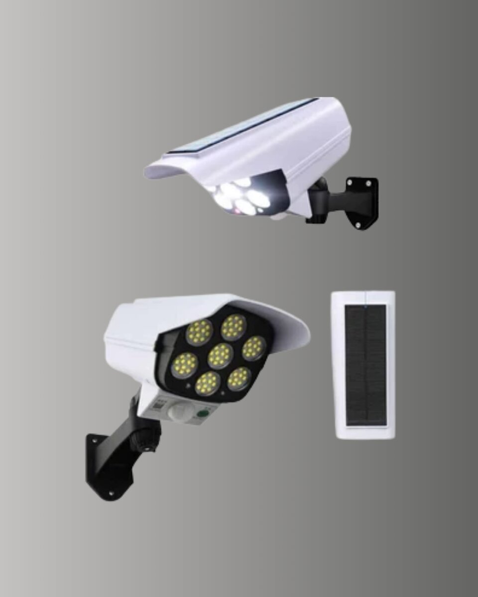 Güneş Enerjili LED Lamba + Güvenlik Kamerası Görünümlü– 5-8 m Hareket Algılamalı Beyaz Işık - Görsel 4