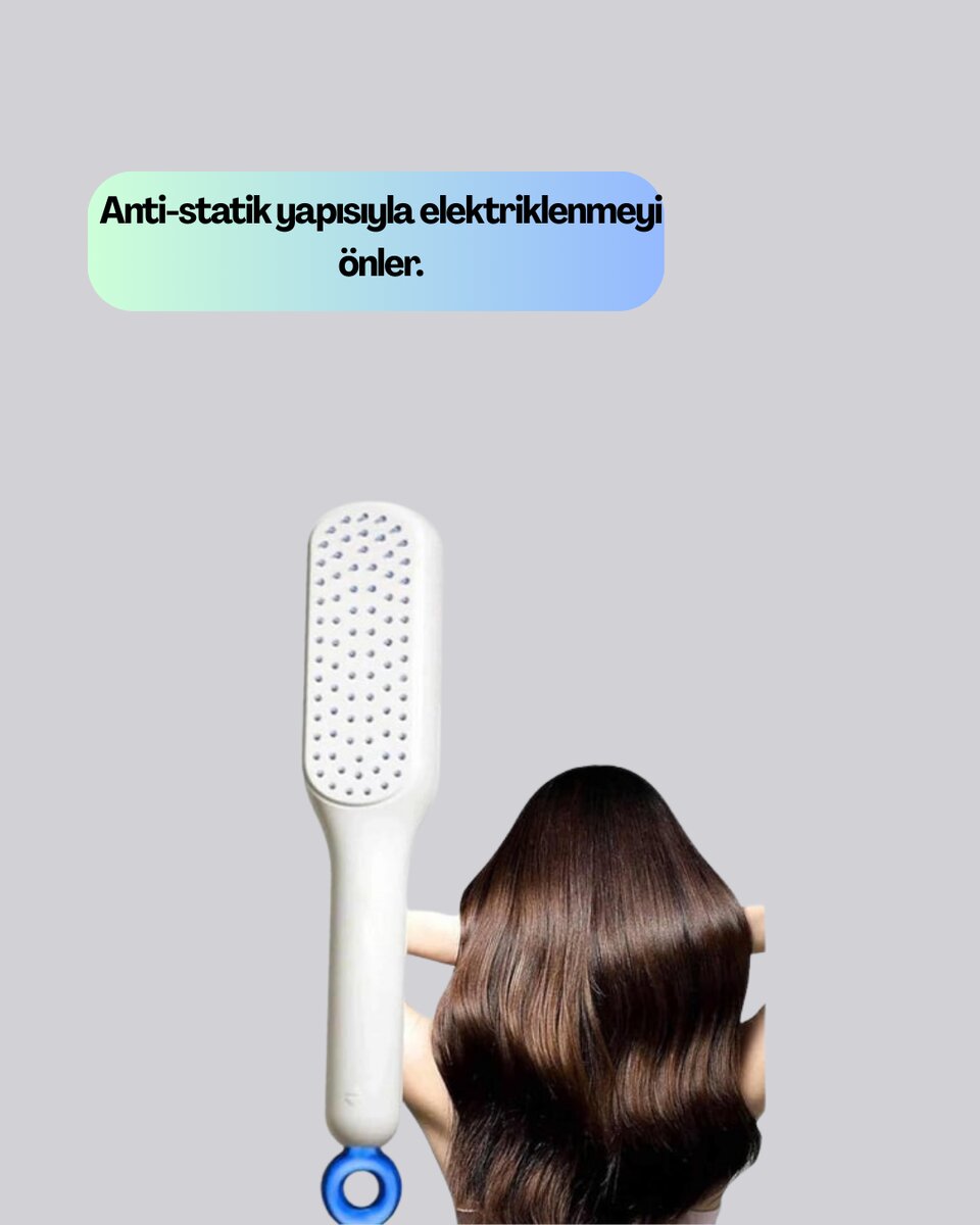 Pratik Mekanizmalı Saç Tarağı – Kendi Kendini Temizler Taşınabilir - Görsel 2