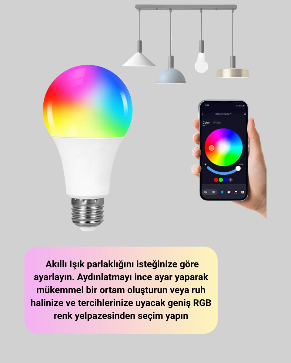 Enerji Verimli Akıllı LED Ampul Uzaktan Kontrol Özellikli - Görsel 2