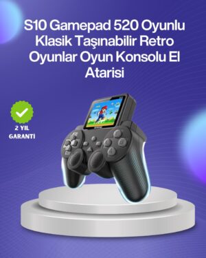 500 Oyunlu Nostaljik El Tipi Oyun Konsolu Taşınabilir Şarjlı Cihaz Renkli Ekran ve TV Destekli