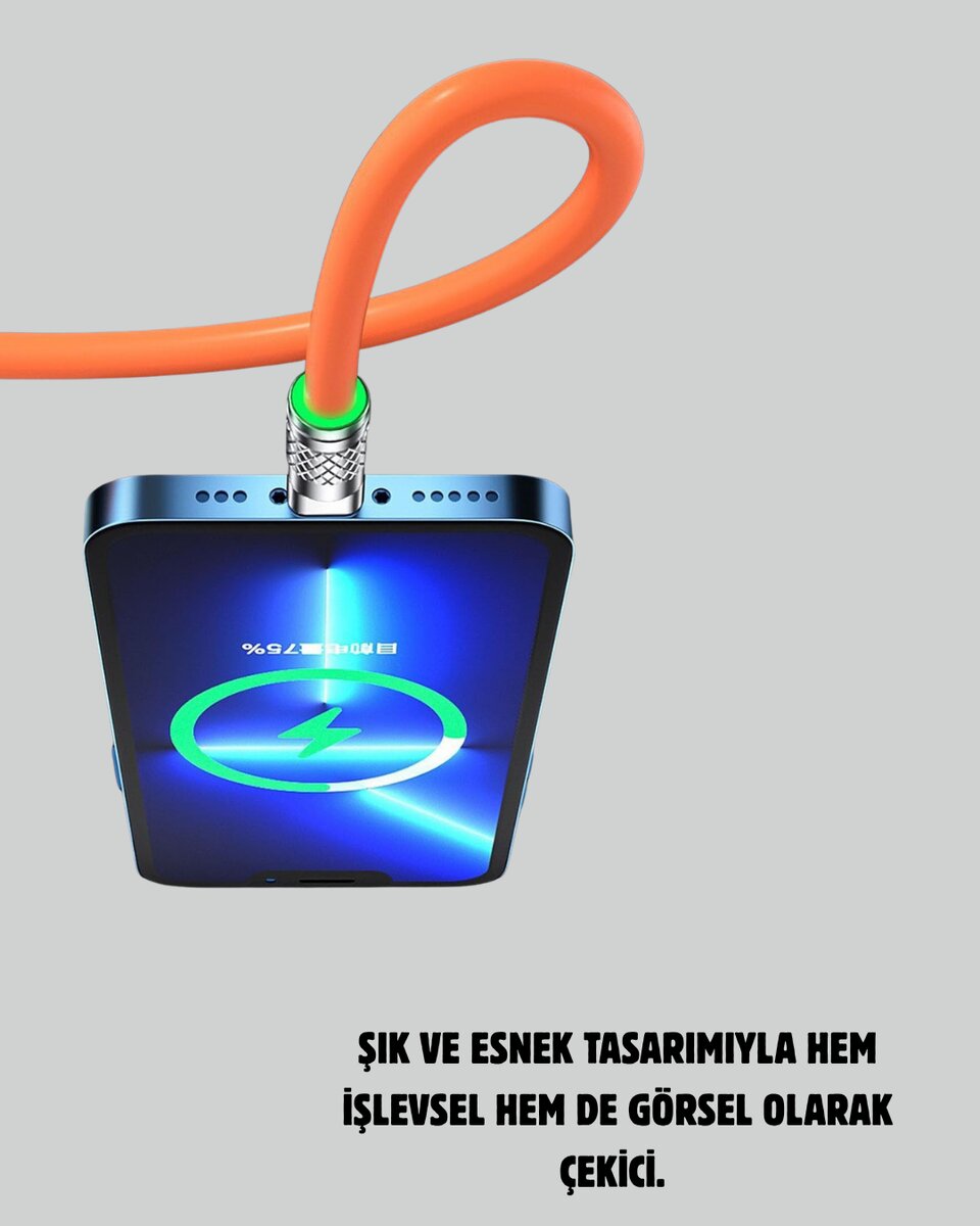 120 W Şarj ve Veri Aktarımı Kablo– 3 Başlıklı Çok Amaçlı Kablo Yüksek Hızlı - Görsel 4