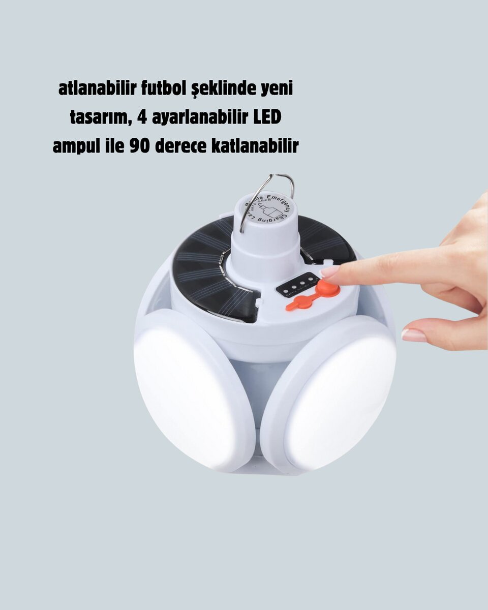 Güneş Paneliyle Şarj Olan Katlanabilir LED Çadır Lambası – 5 Kademeli Aydınlatma - Görsel 4