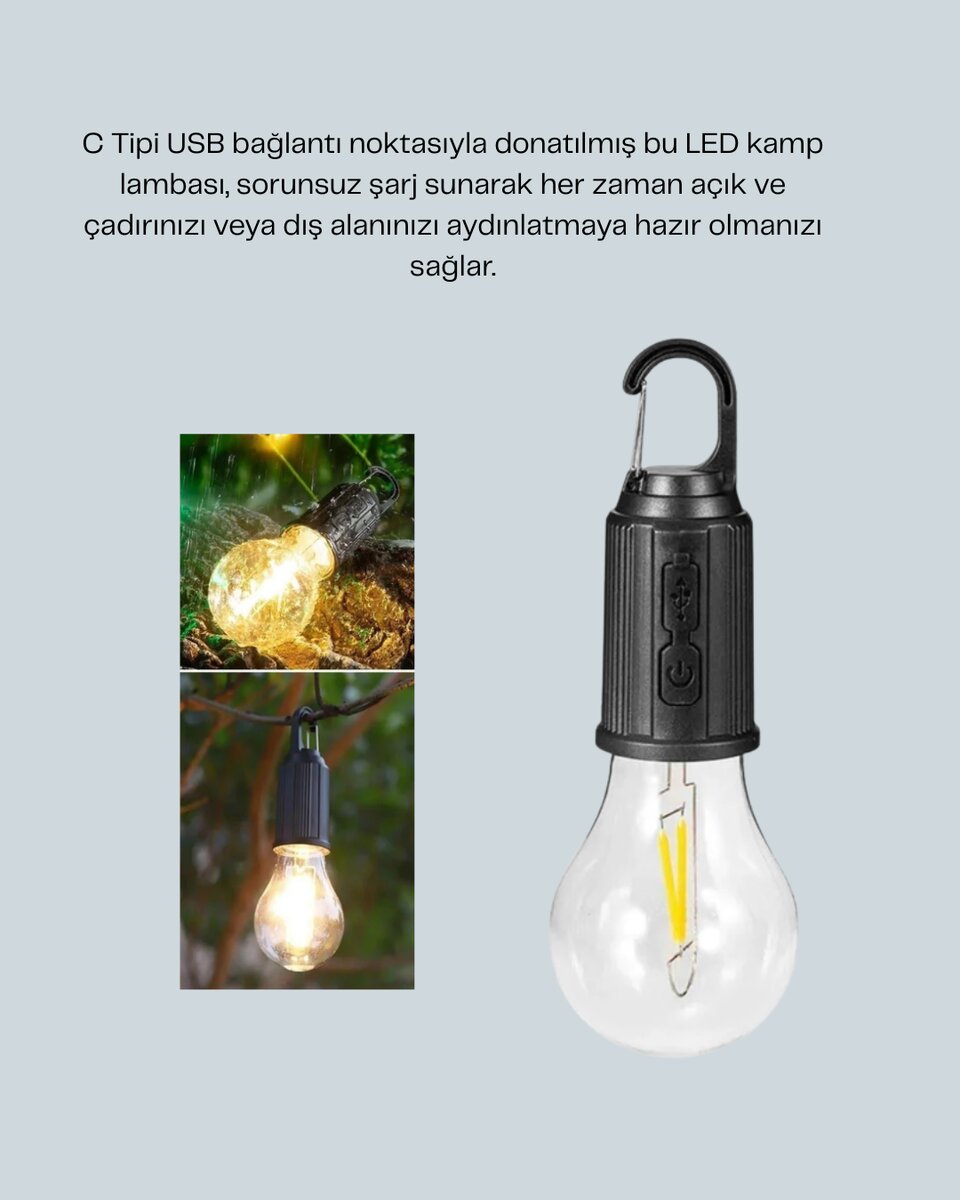 Su Geçirmez Dış Mekan LED Çadır Işığı - Görsel 3
