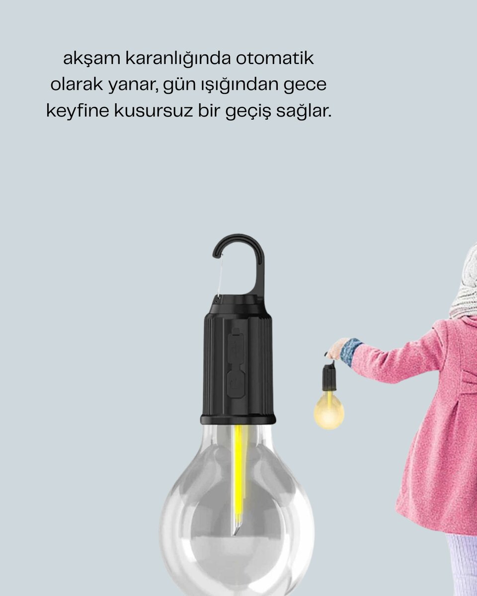 C Tipi Şarjlı Asılabilir Kamp Feneri - Görsel 3