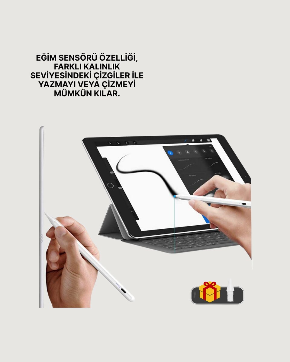 Eğim Sensörlü 10 mm Uçlu Dijital Kalem – Uzun Pil Ömrü ve Kolay Kullanım - Görsel 4