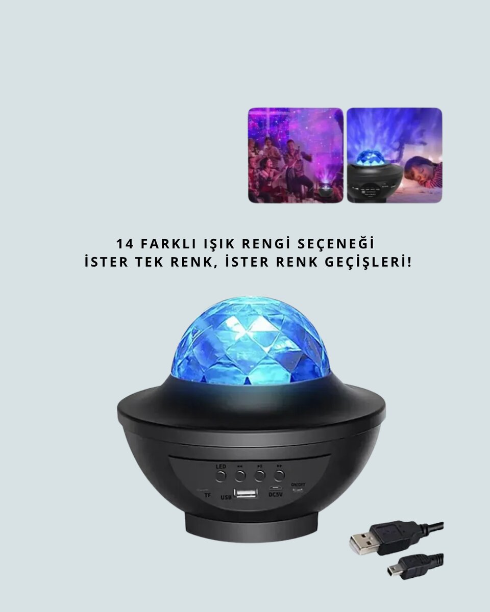 Müzik Ritimli Işık Değişimi & Dönen Dalga Efekti – Galaxy Projektör - Görsel 5