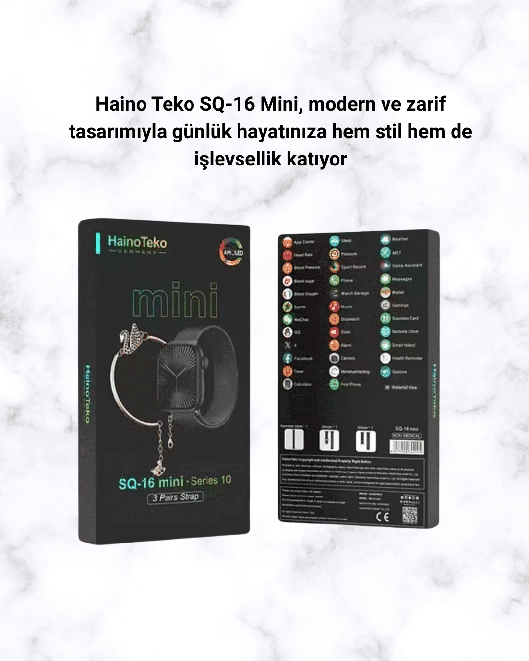 SQ-16 Mini Series 10 – Dokunmatik Akıllı Saat | Kalp Ritmi, SpO2, Uyku Takibi - Görsel 5