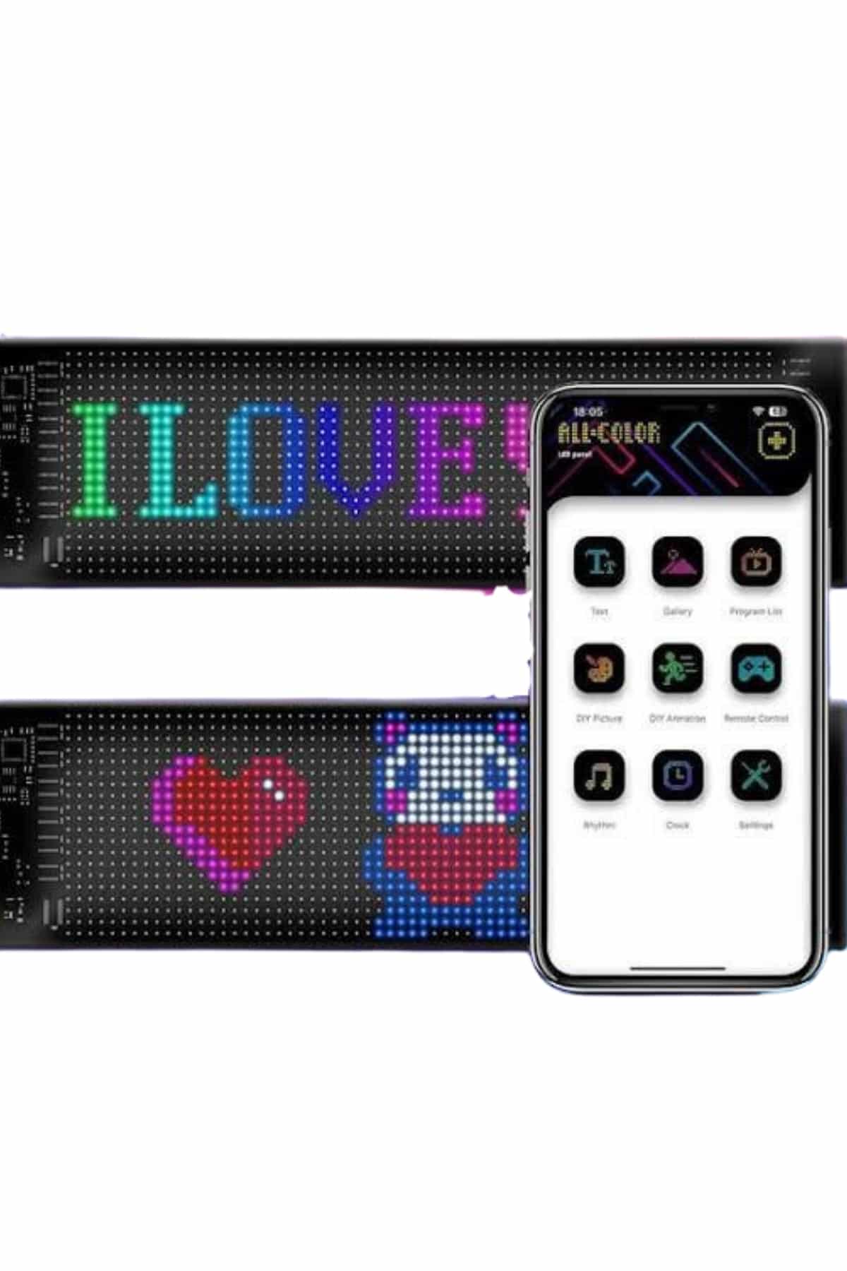 Led Matrix Bluetooth Bağlantılı Araç Camına Uygun Pixsel Görünümlü 16X96 pixel - Görsel 5