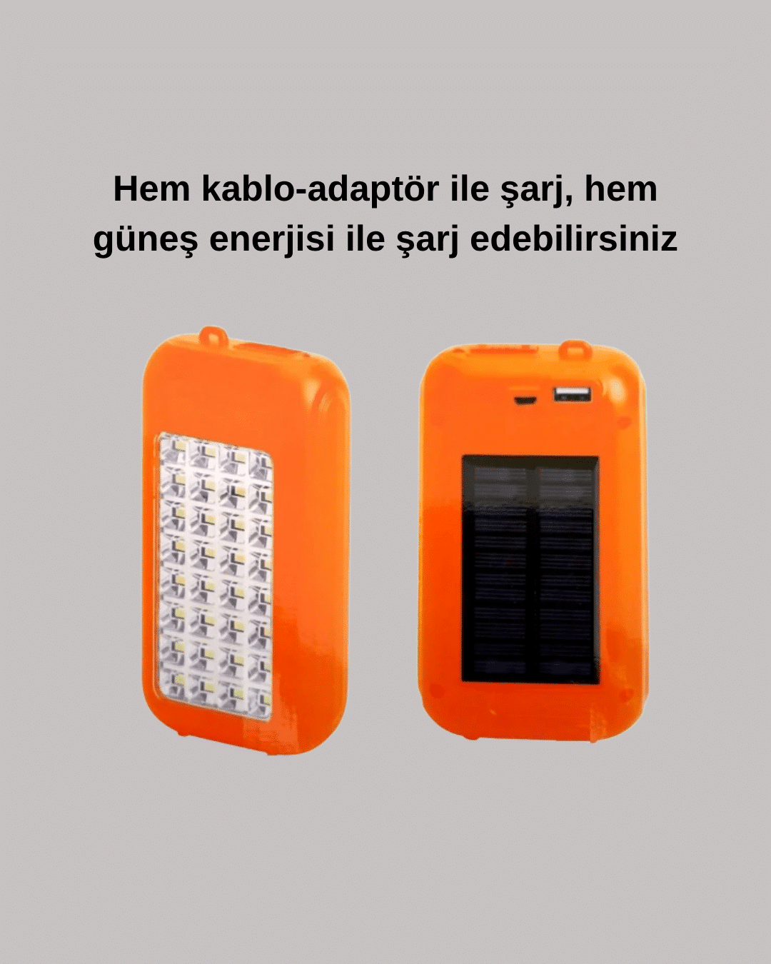 Güneş Paneli Destekli Powerbank ve LED Işıldak – 10000 mAh, Çift USB, Outdoor Kullanım İçin - Görsel 2