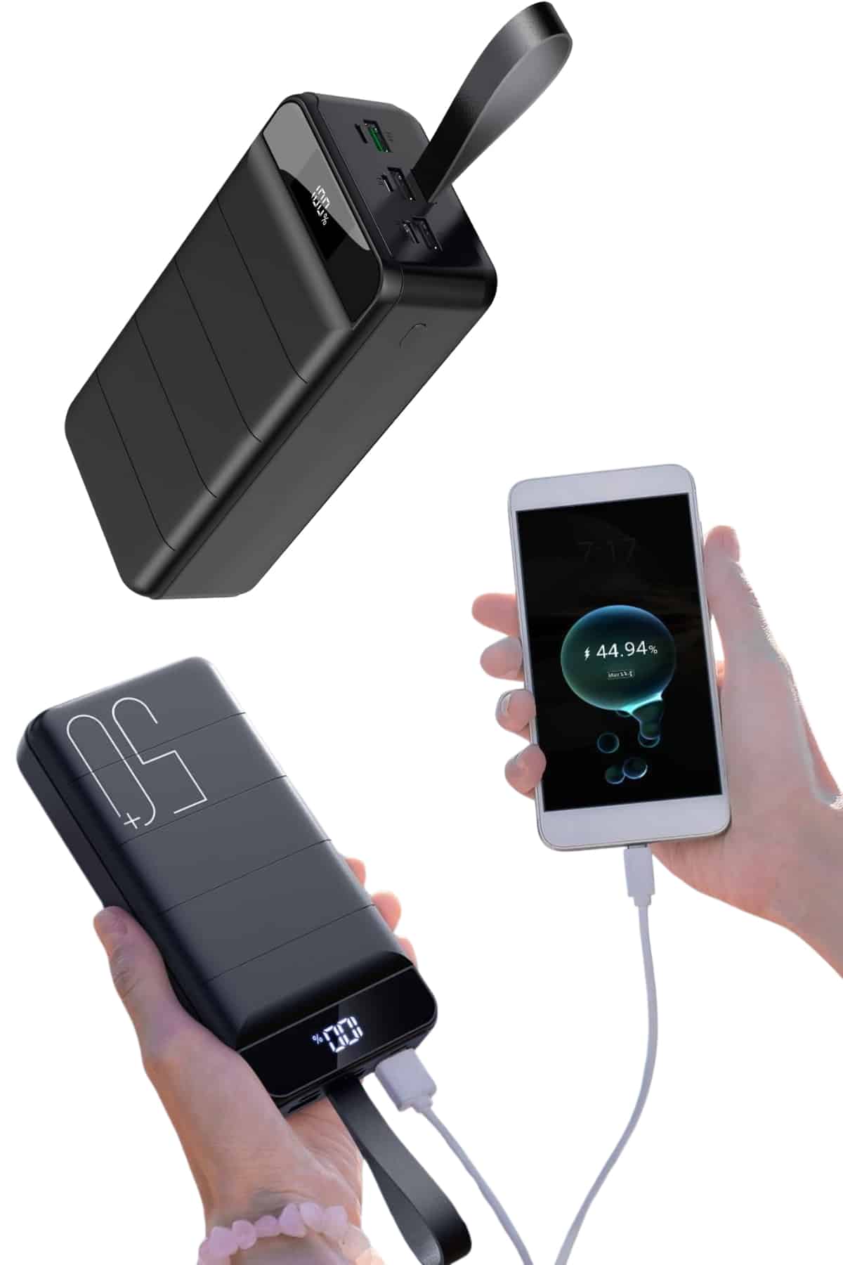 Taşınabilir Powerbank 50.000 mAh 4 Girişli Hızlı Şarj Led Göstergeli Fenerli Şarj - Görsel 2