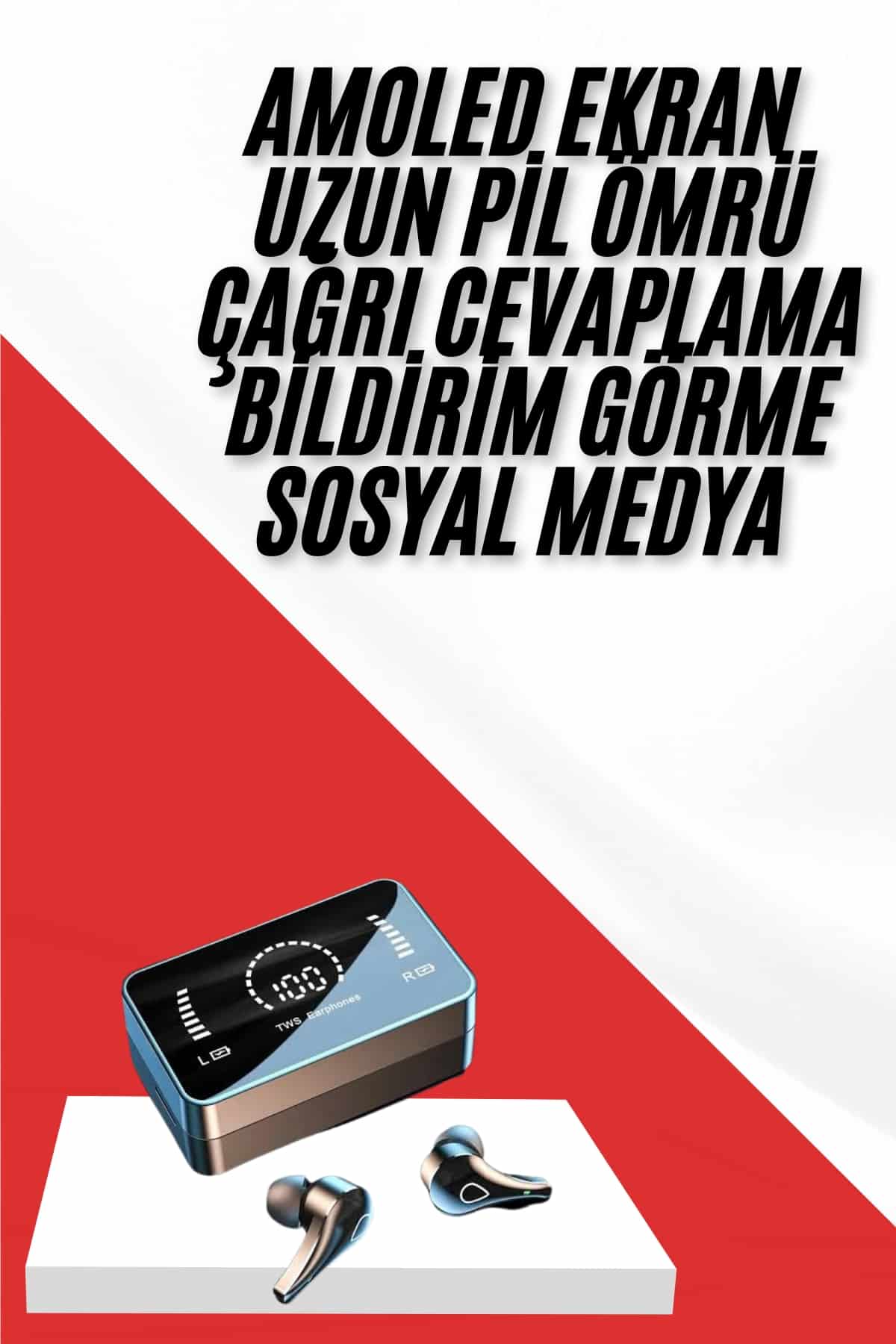 TWS Bluetooth Kulaklık Aynalı Kulaklık Dijital Göstergeli Dokunmatik Kontrol - Görsel 2