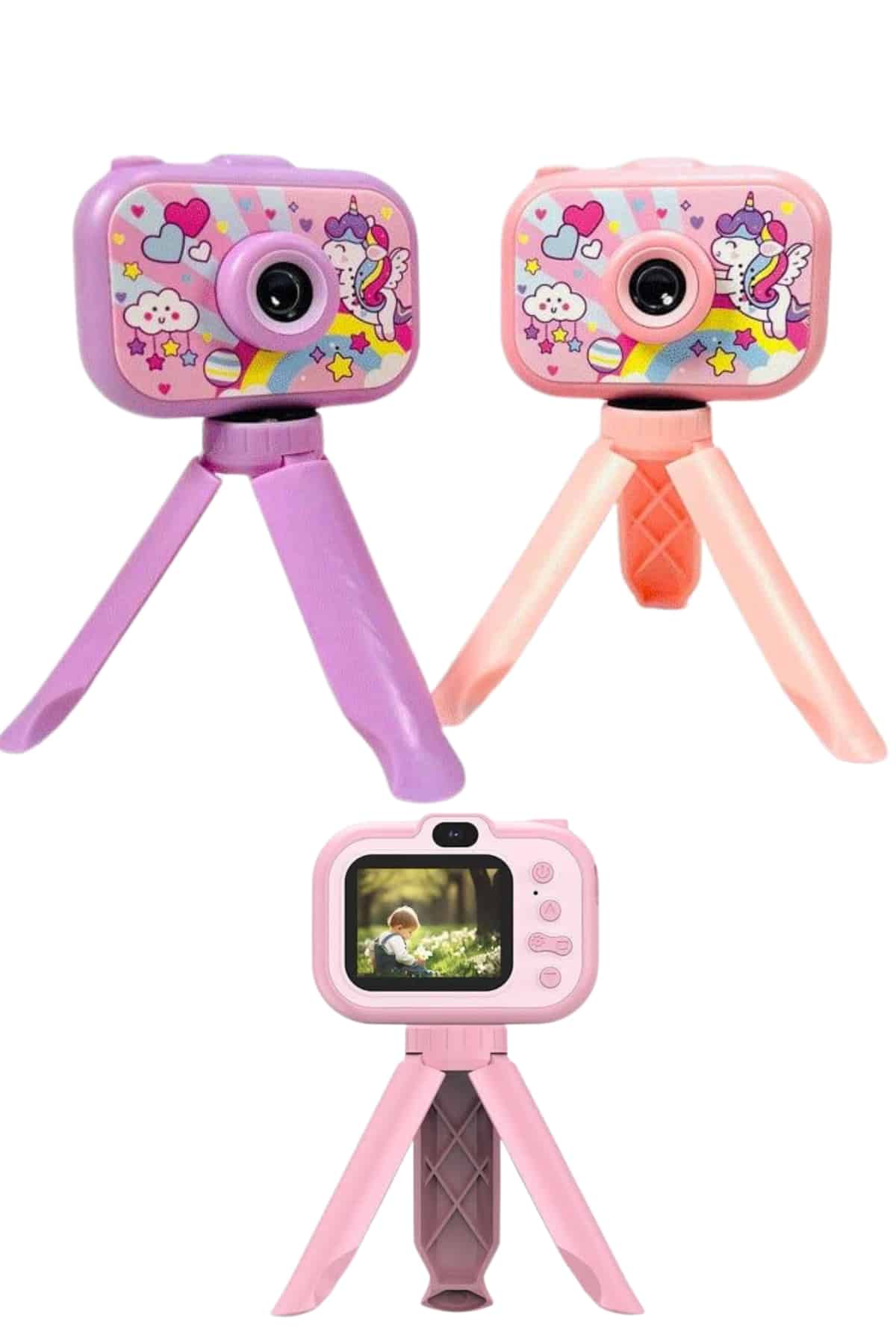 Çocuklara Özel Ayaklı Mini Fotoğraf Makinesi Dijital LCD Ekran - Görsel 4