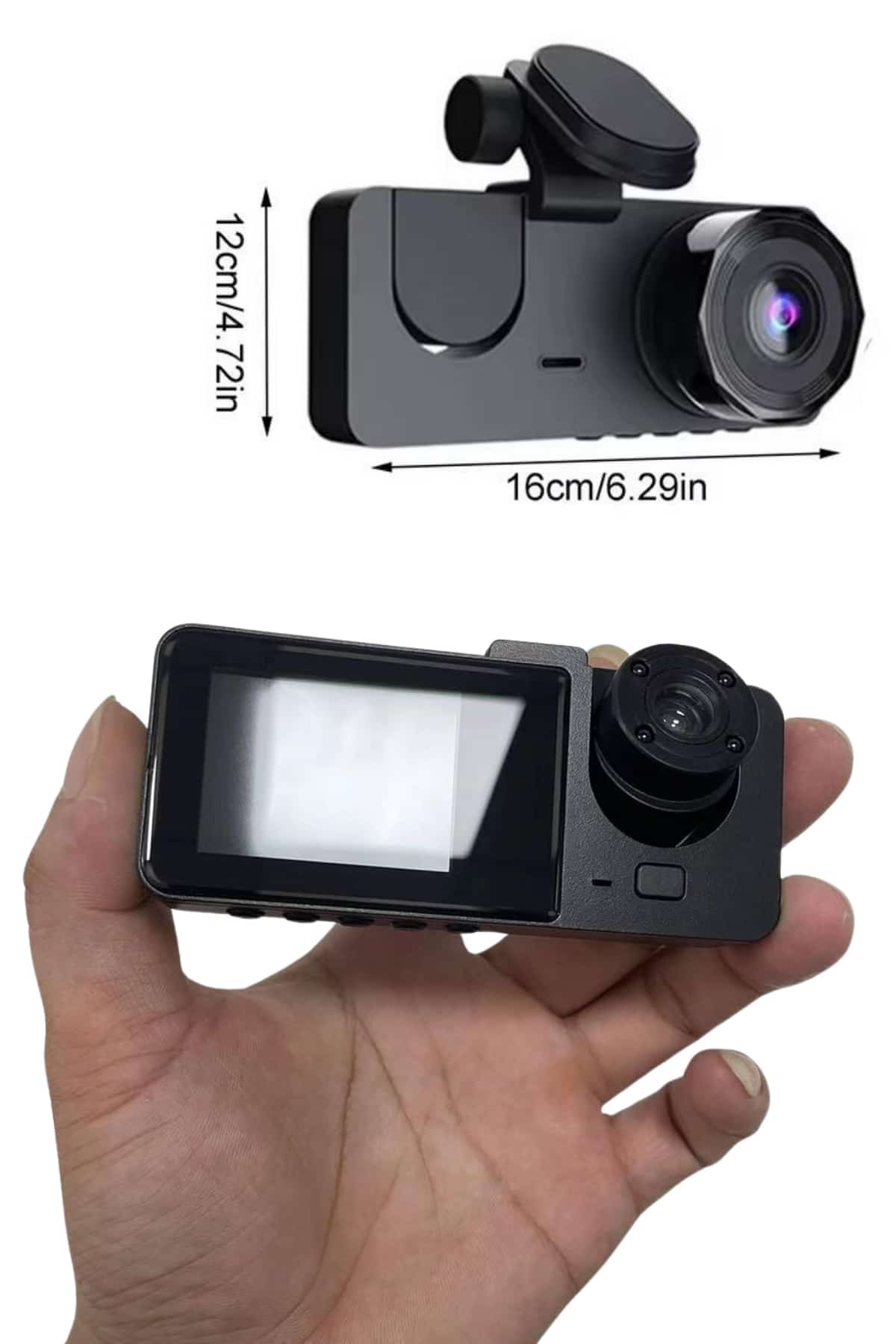 Araç İçi Dikiz Kamerası Sürüş Kaydedici 3 Lensli DVR Kamera - Görsel 4