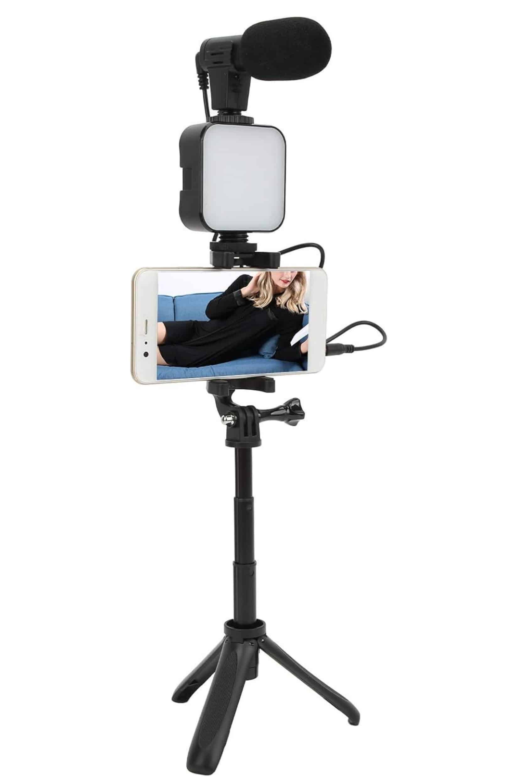 Video Making Kit Telefon Tutucu Vlog Video Mini Led Işıklı - Görsel 5