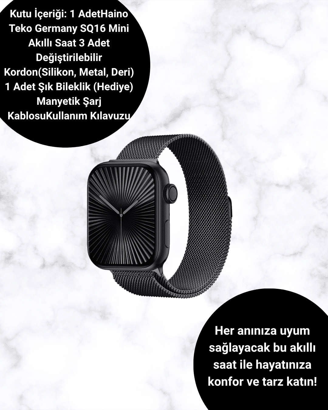 SQ-16 Mini Series 10 – Dokunmatik Akıllı Saat | Kalp Ritmi, SpO2, Uyku Takibi - Görsel 2