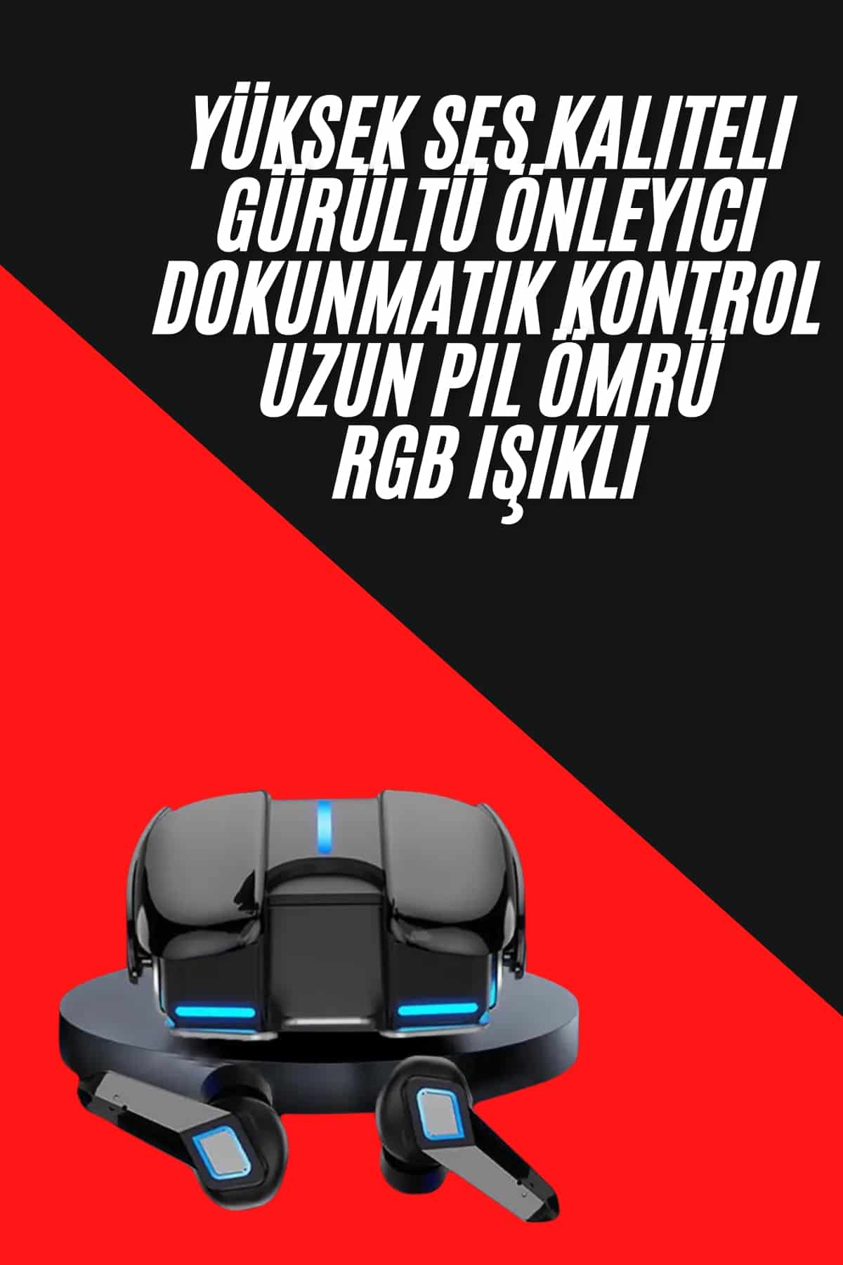 Gamer Kulaklık Gecikme Yapmaz Yüksek Ses Kaliteli Kablosuz Bluetooth Kulaklık - Görsel 2