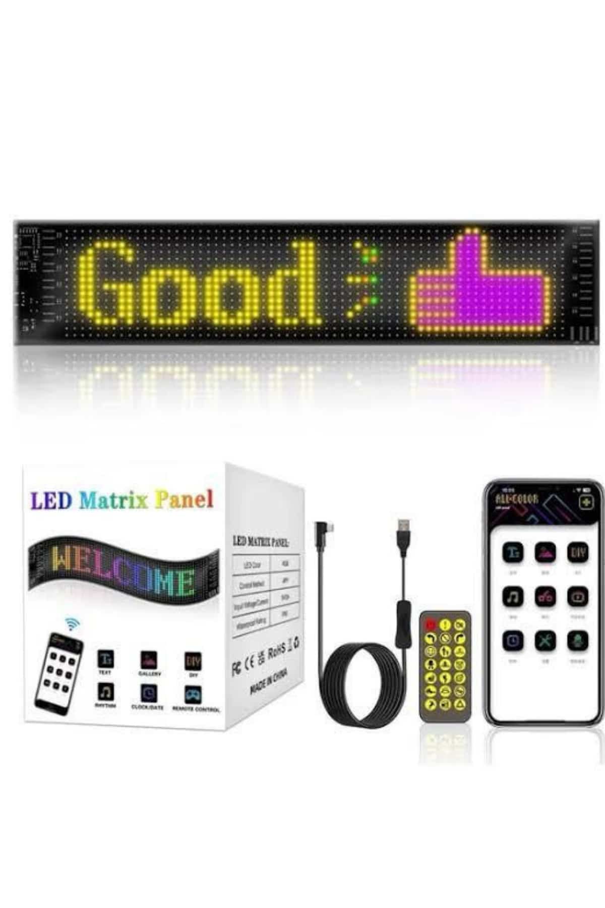 Led Matrix Bluetooth Bağlantılı Araç Camına Uygun Pixsel Görünümlü 16X96 pixel - Görsel 4
