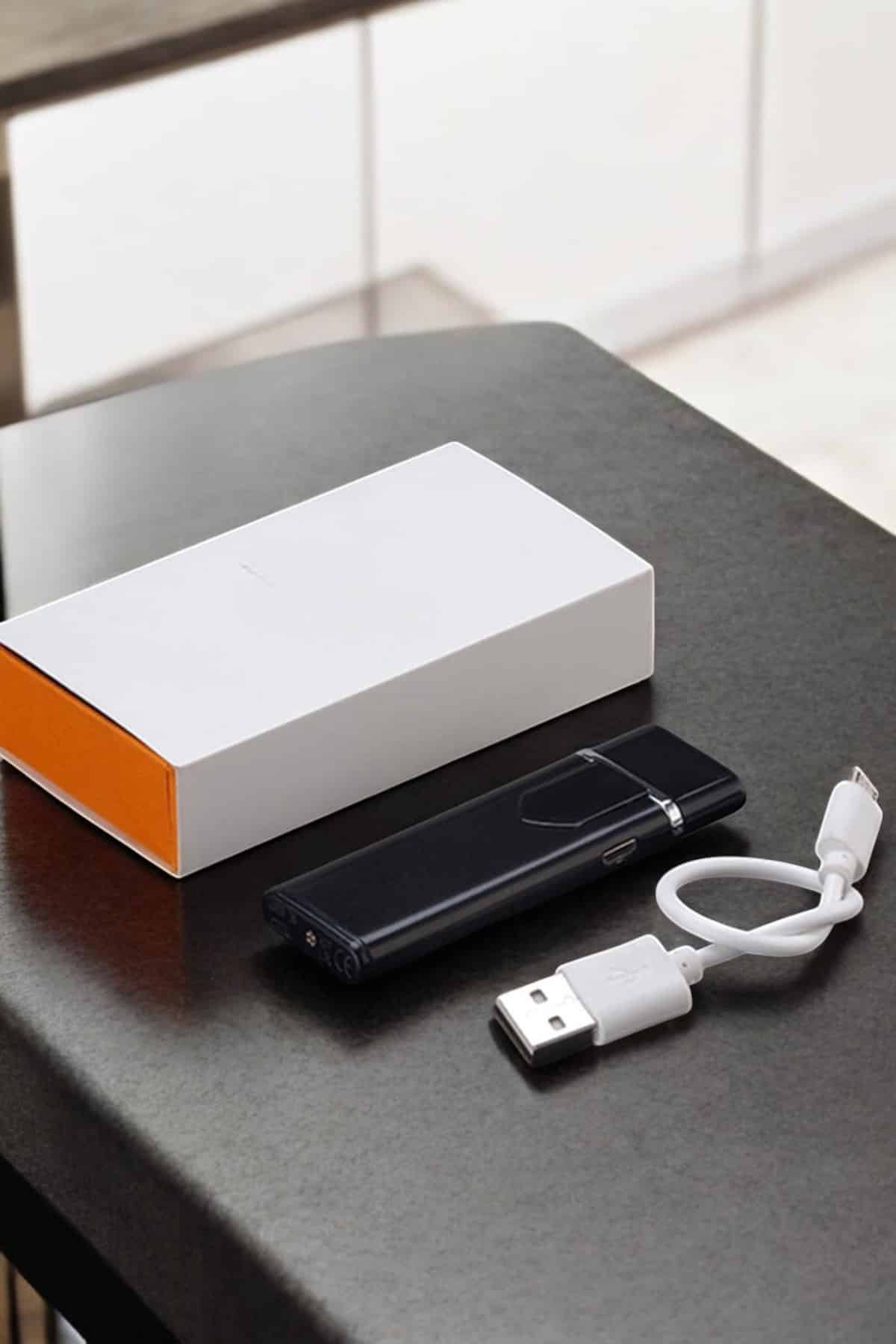 Şarjlı Elektronik Çakmak Dokunmatik Metal Uçlu Alevsiz USB Şarjlı - Görsel 4