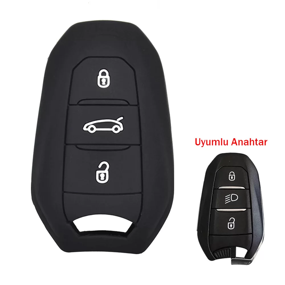 Citroen C4 Picasso DS3 DS4 DS5 DS6 Uyumlu Silikon Oto Anahtar Kumanda Kabı Kılıf Siyah