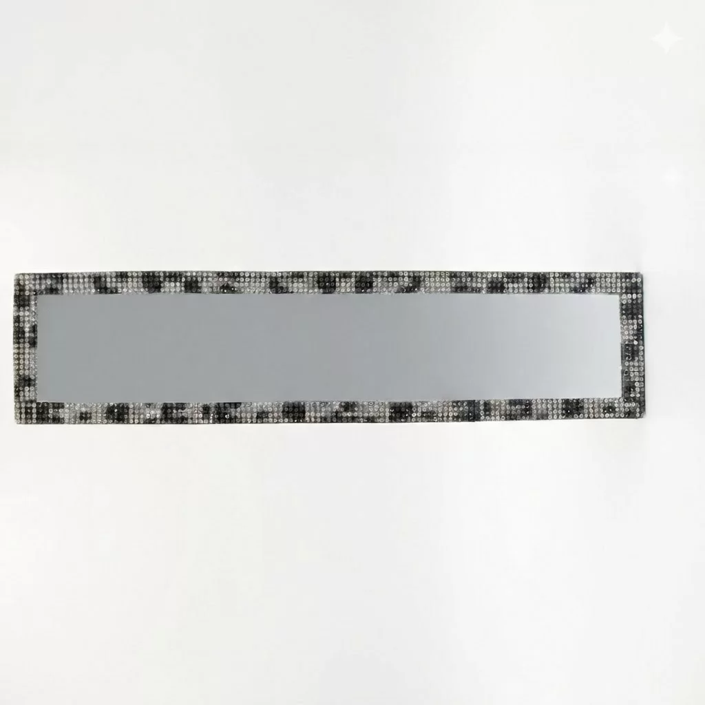 Kristal Taşlı İç Dikiz Aynası Tırnaklı Ayna 29,5x7cm Leopar Desenli