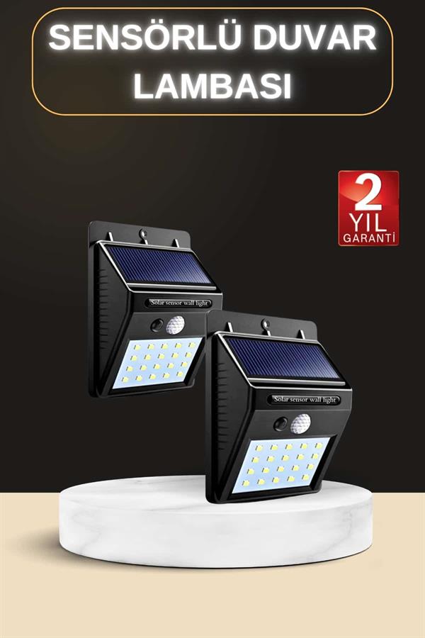 Bahçe Aydınlatma Sensörlü Güneş Enerjili Duvar Lambası 40 Led Işık - Görsel 2