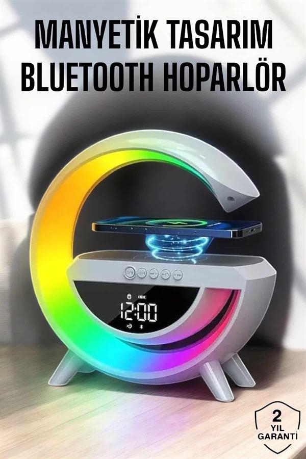 Bluetooth Hoparlör Dijital Göstergeli Wireless Şarj RGB Işıklı - Görsel 2